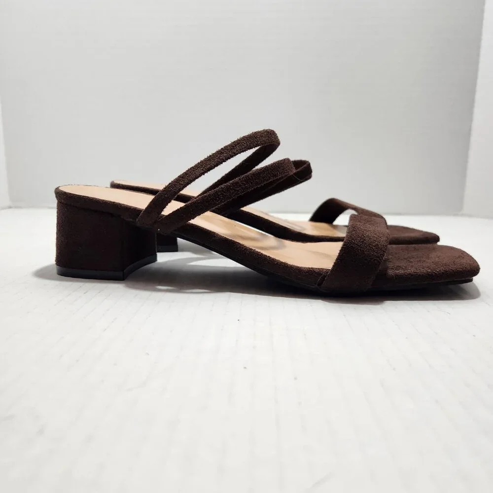 Square-toe Double Strap Block Heel Dress Sandals - Picture 9 of 9